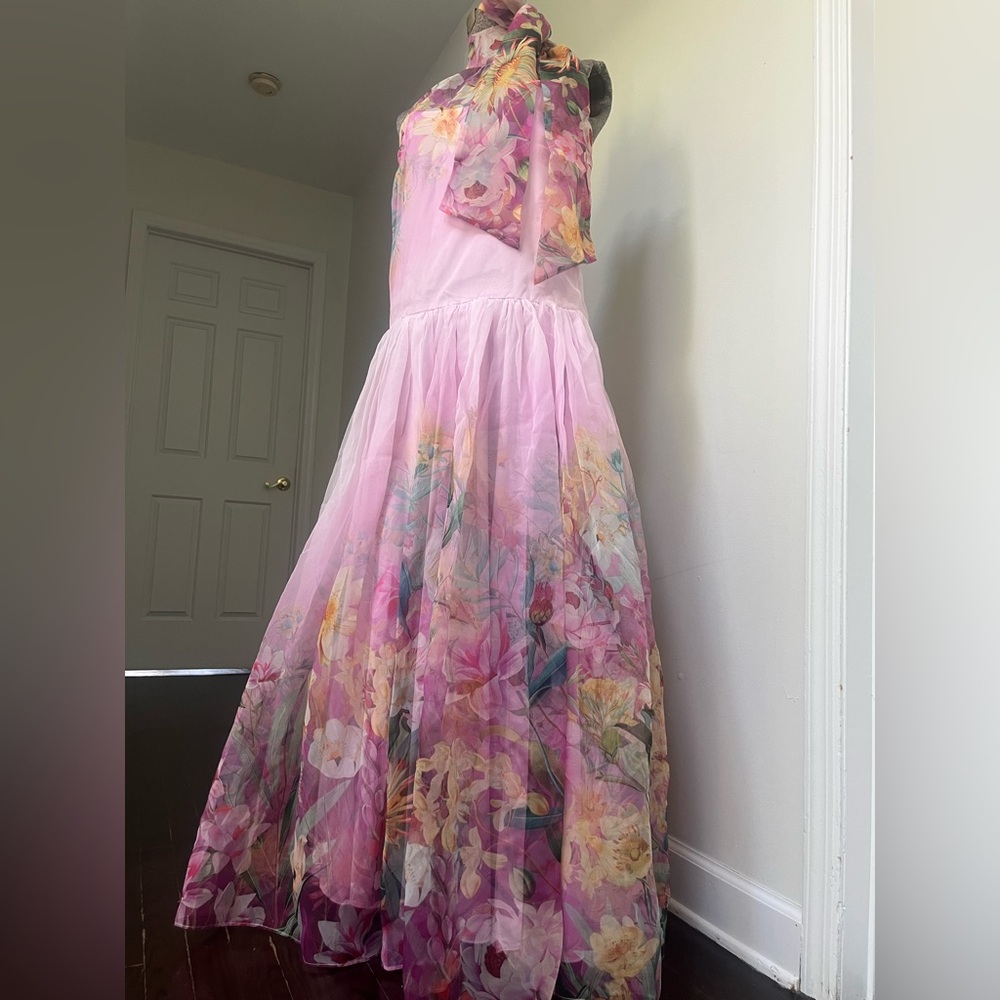 Anthropologie BHLDN Pink Floral Maxi Dress with Halter Neck - Picture 4 of 9